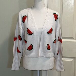 Moon & Madison Watermelon Appliqués Cardigan Sweater